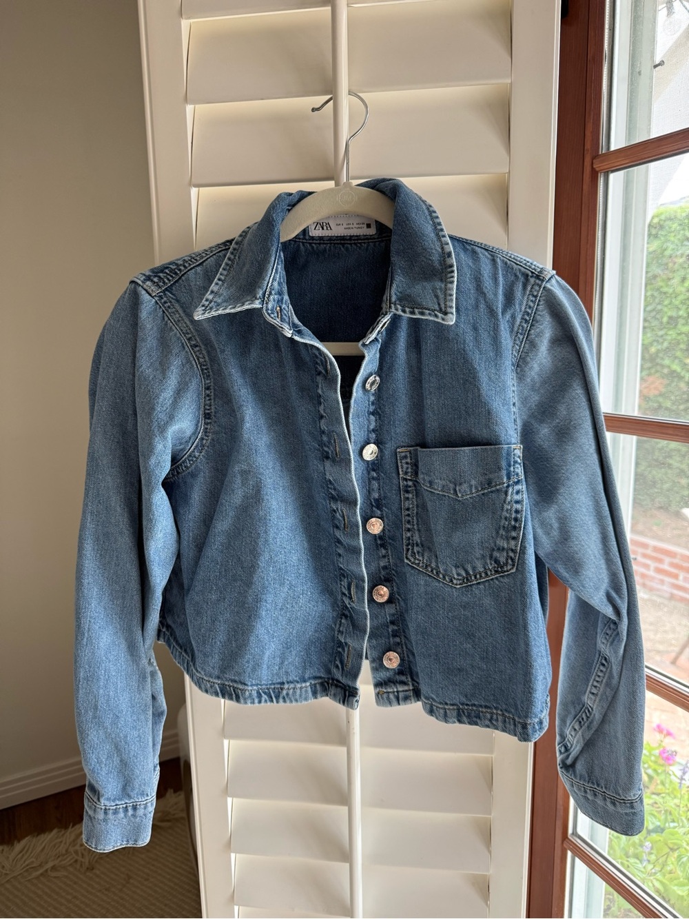 Zara Light Blue Cropped Denim Jacket